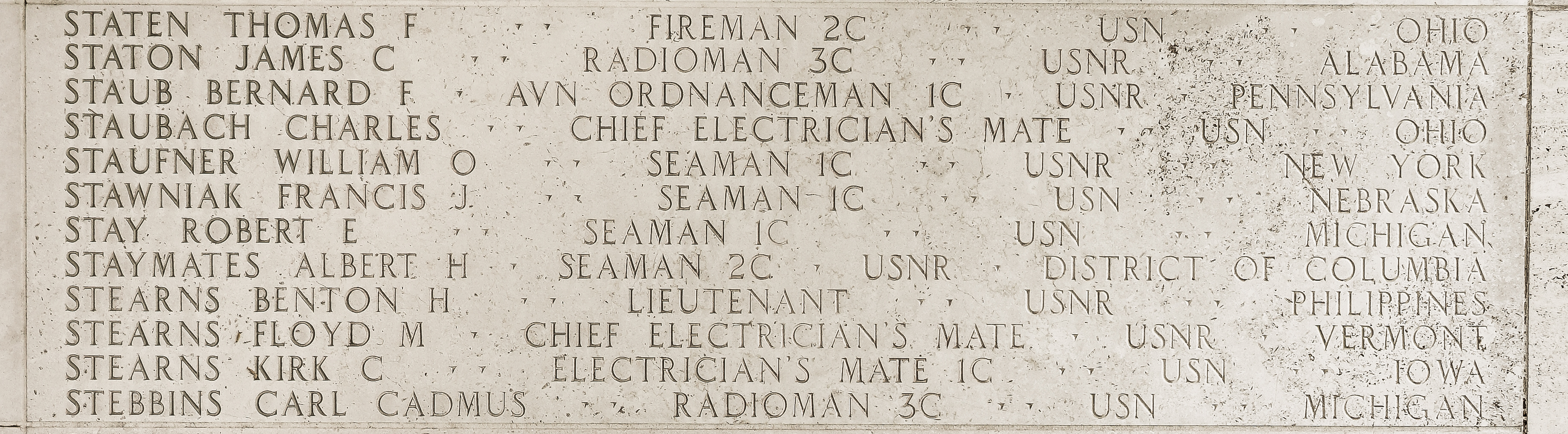 Floyd M. Stearns, Chief Electrician's Mate